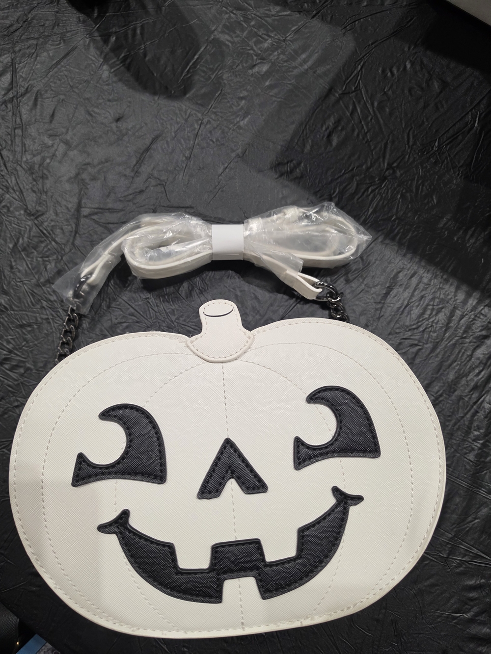 MAD Engine White Pumpkin Jack-O'-Lantern halloween fall Mini Crossbody Bag - Picture 3 of 5